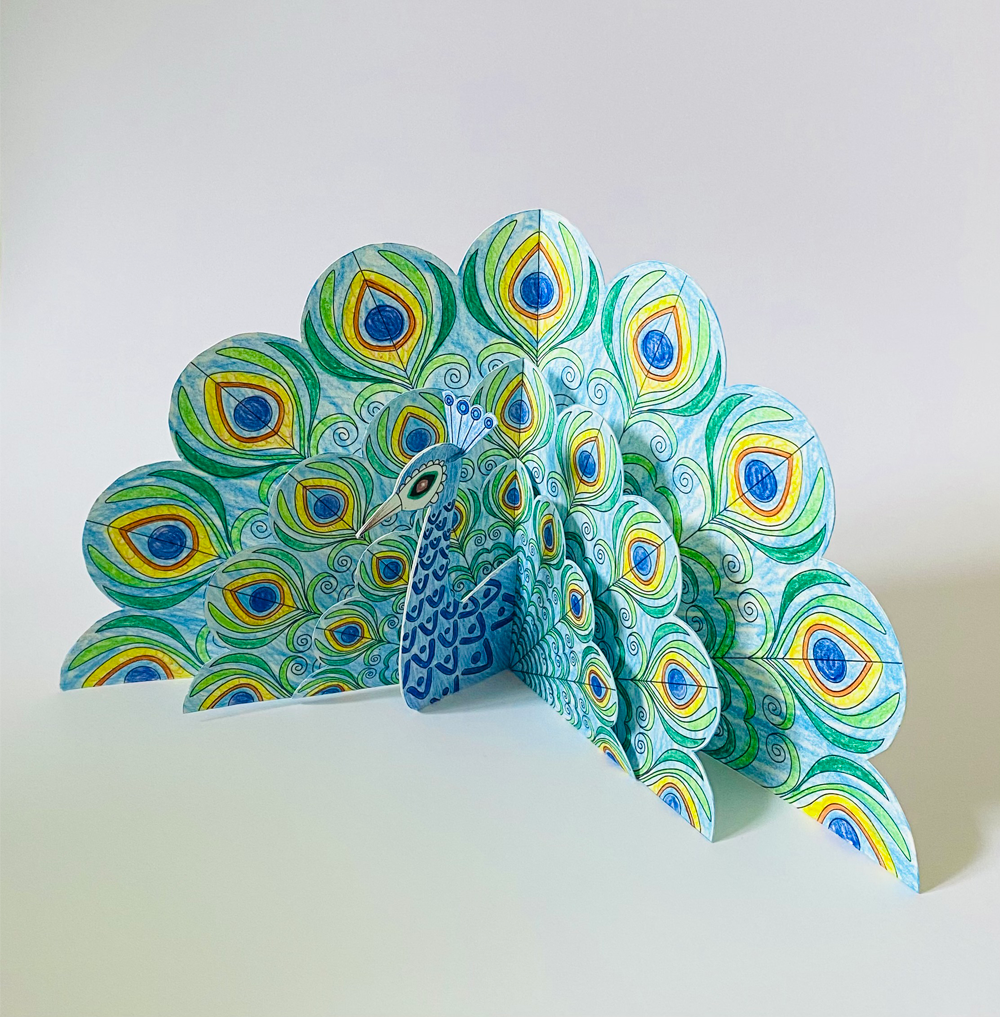 papercraft peacock sculpture